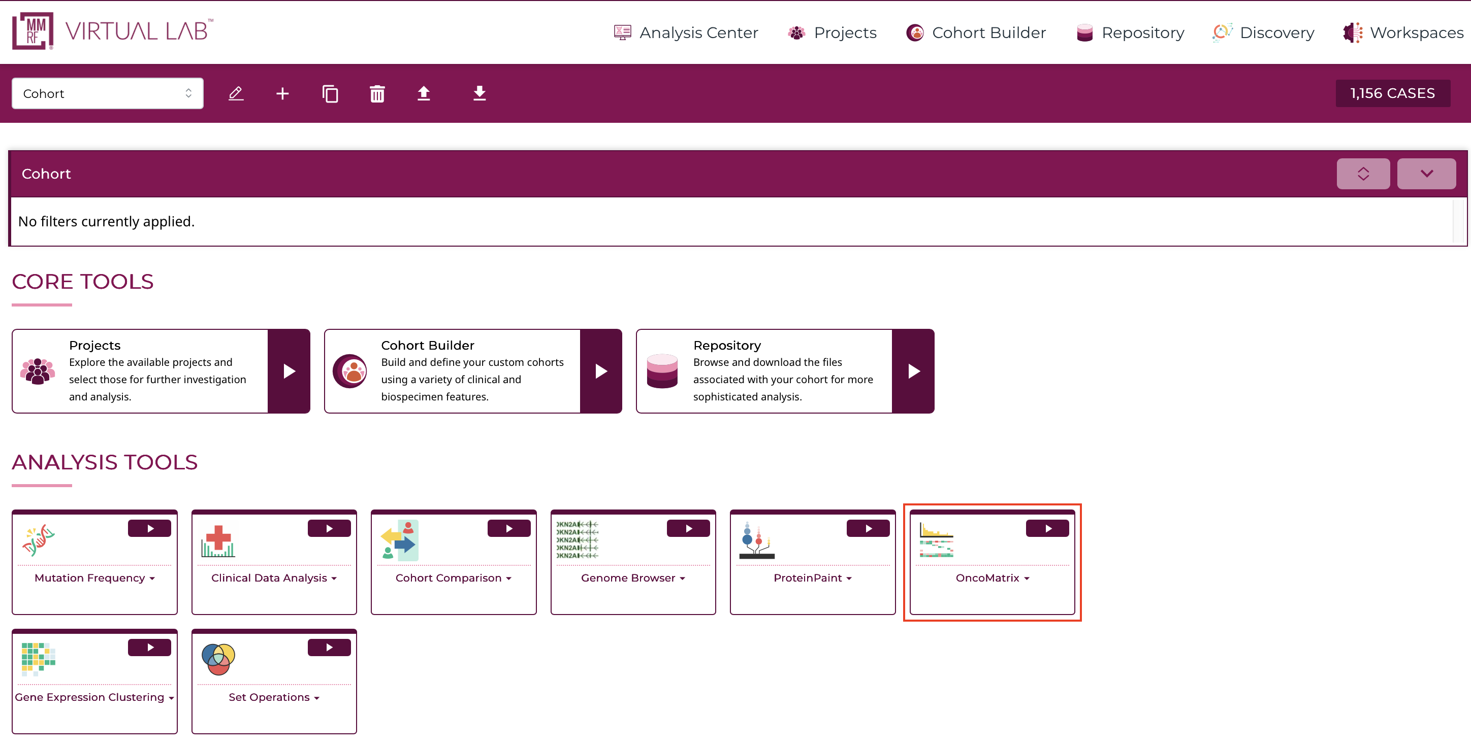 Analysis Tools with Oncomatrix Card