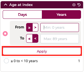 Cohort builder age apply filter