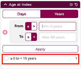 Cohort builder age auto filter