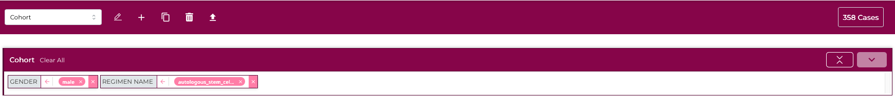 Cohort builder cohort bar