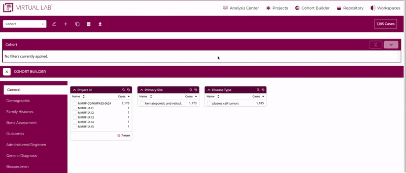Cohort builder cohort bar demo