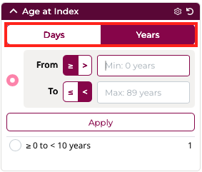 Cohort builder age unit toggle
